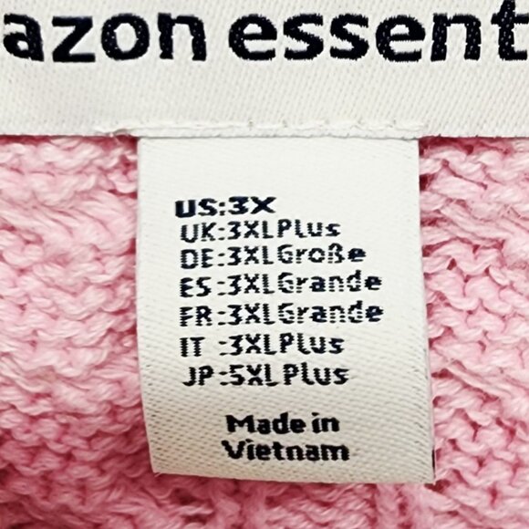 Essentials 3X Pink Cable Knit Turtleneck Sweater Womens Plus Size Cozy Pullover - Picture 2 of 5